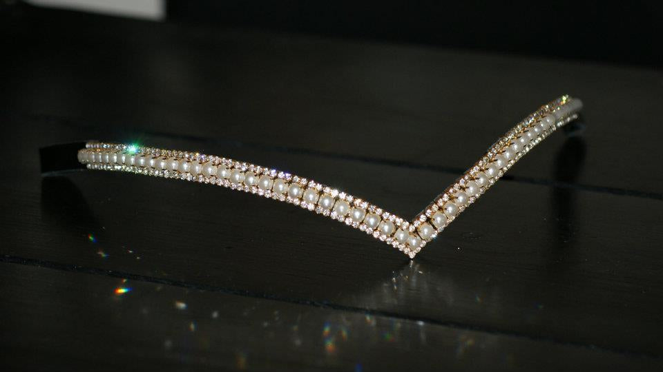 Frontal strass blanc et perles WW