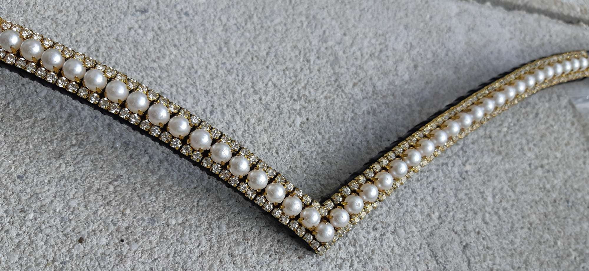Frontal strass blanc et grosses perles