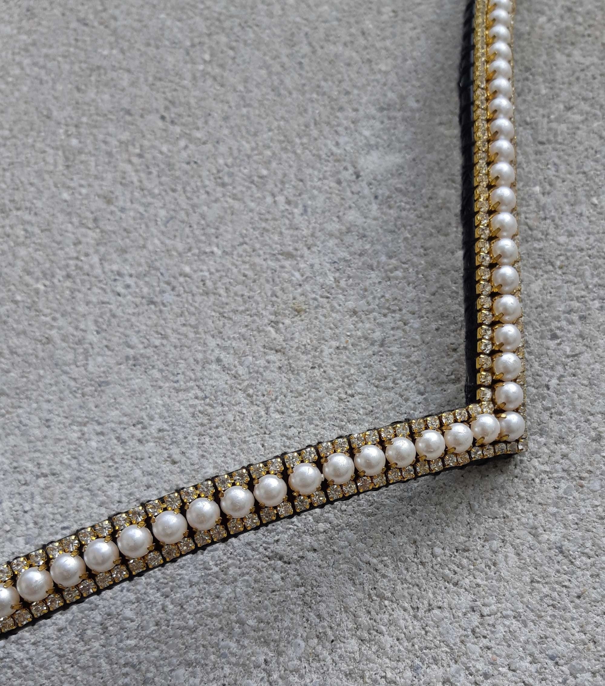 Frontal strass blanc et grosses perles