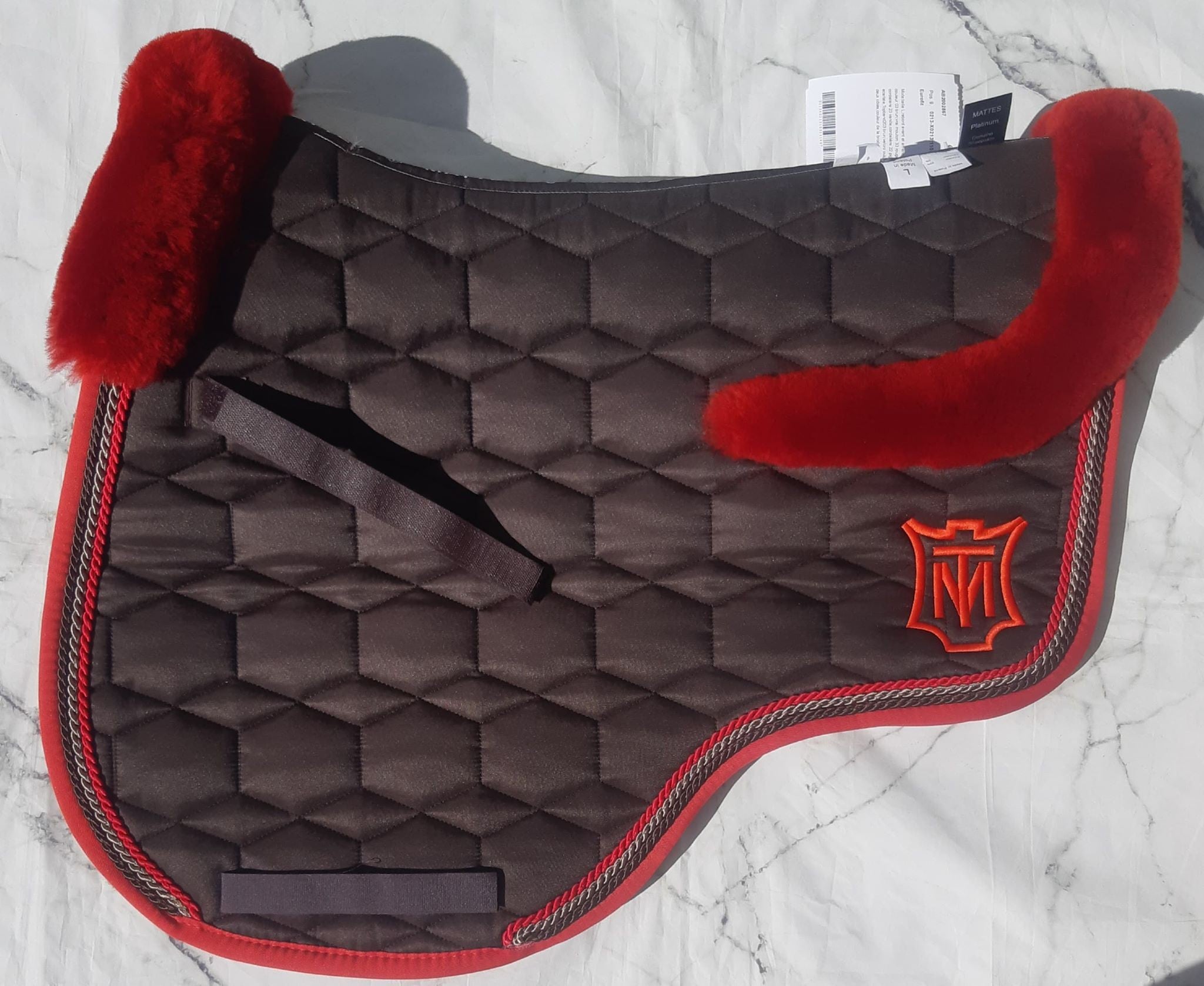 Tapis Eurofit Mattes - Marron satiné bord rouge