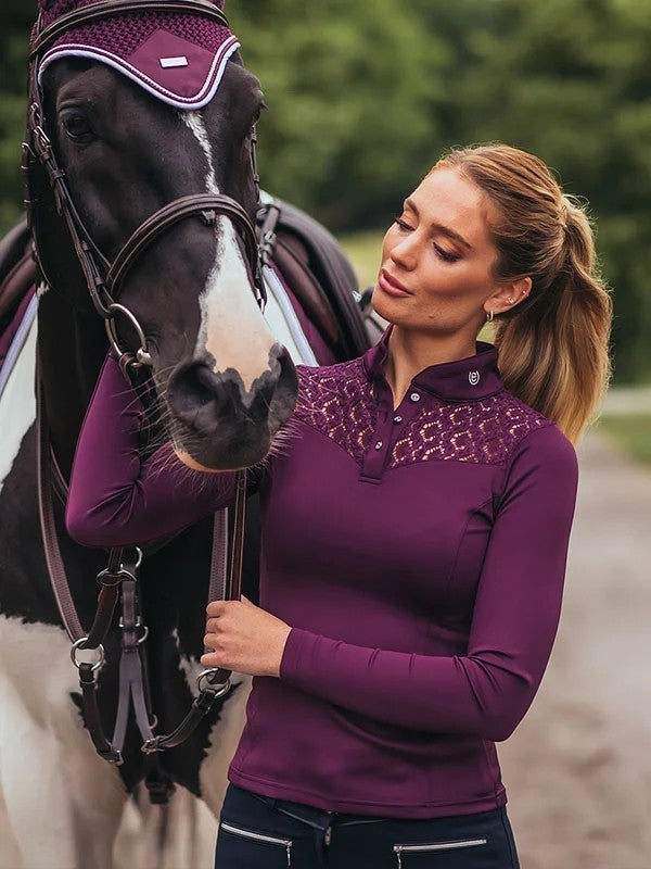 Champion Top Purple White competition polo shirt - Equestrian Stockholm