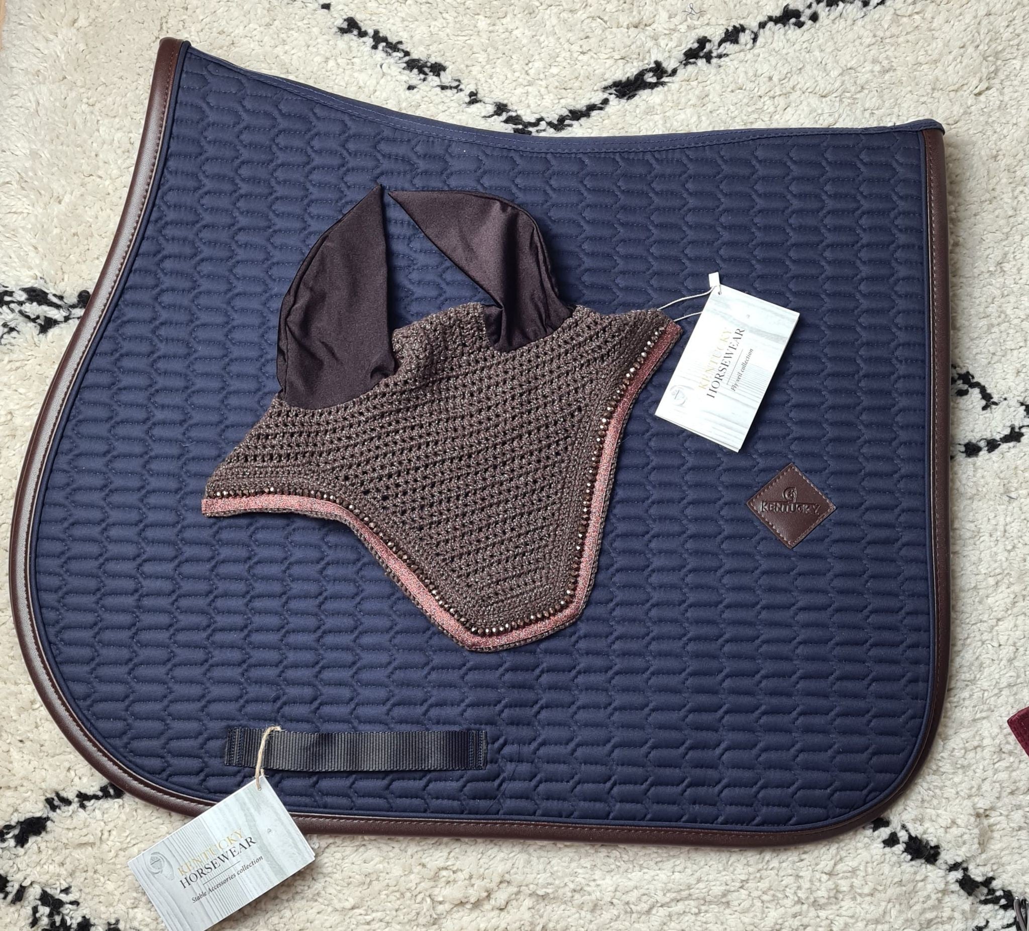 Tapis MIXTE Color Edition Leather Marine & Bonnet Glitter Band Marron - Kentucky