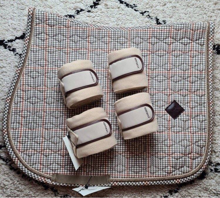 Tapis Pied de Poule MIXTE et bandes Kentucky - Beige