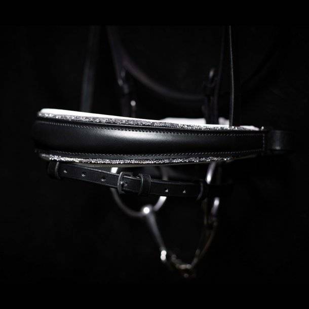 Noseband TINY CRYSTAL ROCKS Black lined white - SD Design