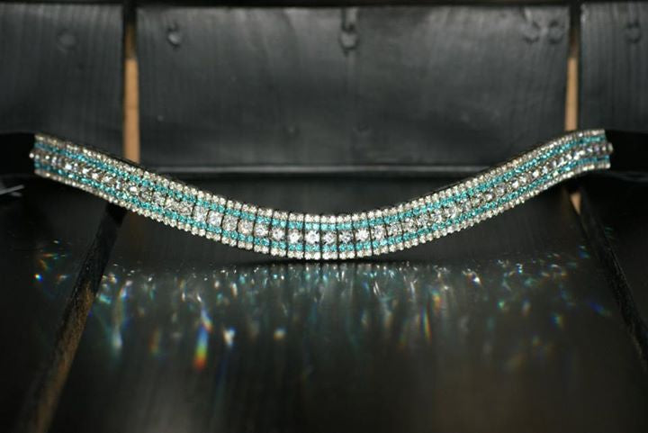 Frontal strass turquoise et blanc