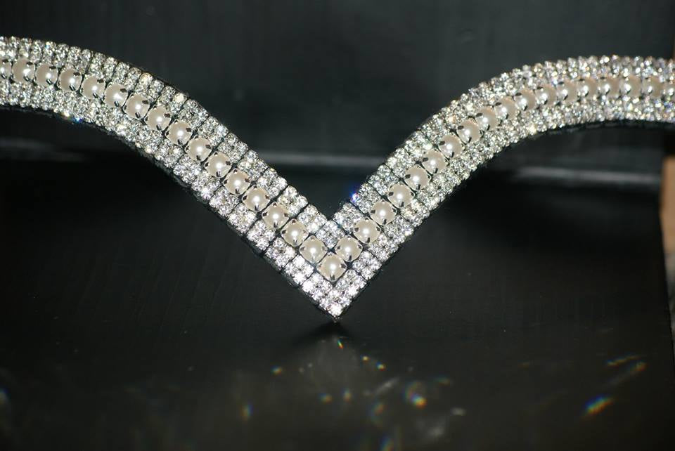 Frontal strass blanc et perles