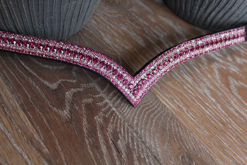 Frontal strass rose et blanc