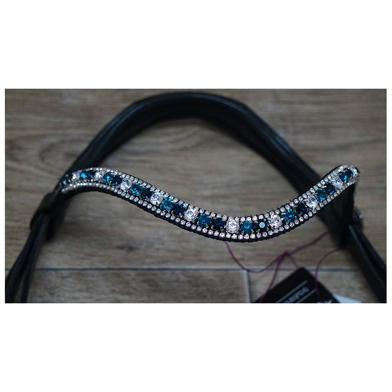 Frontal strass bleu marine et bleu turquoise