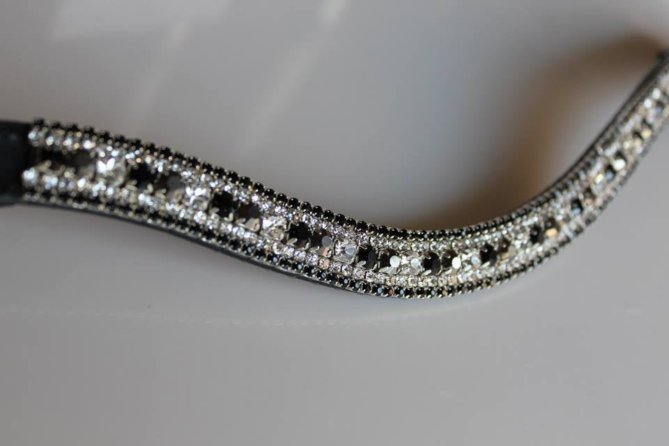 Frontal strass - noir et argent