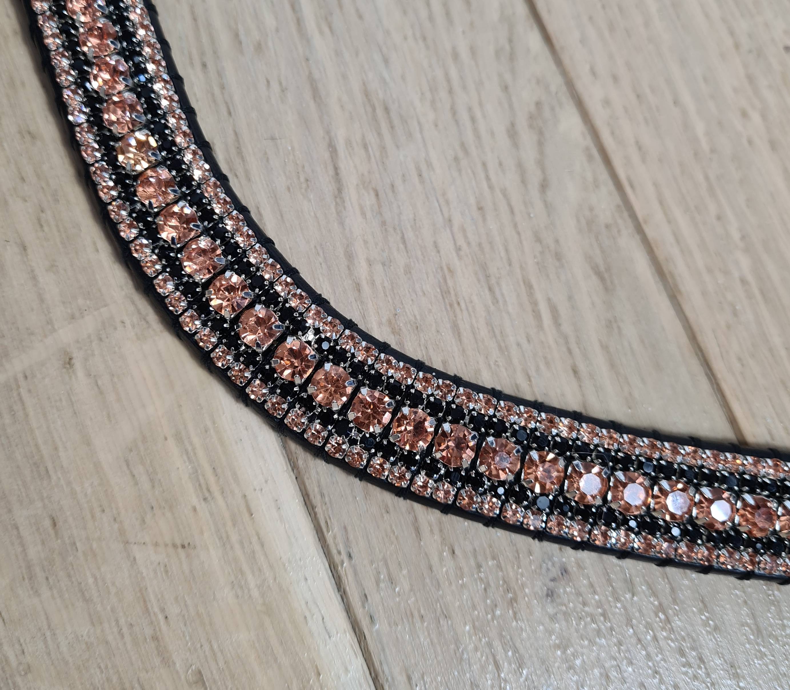 Black and rose gold rhinestone browband
