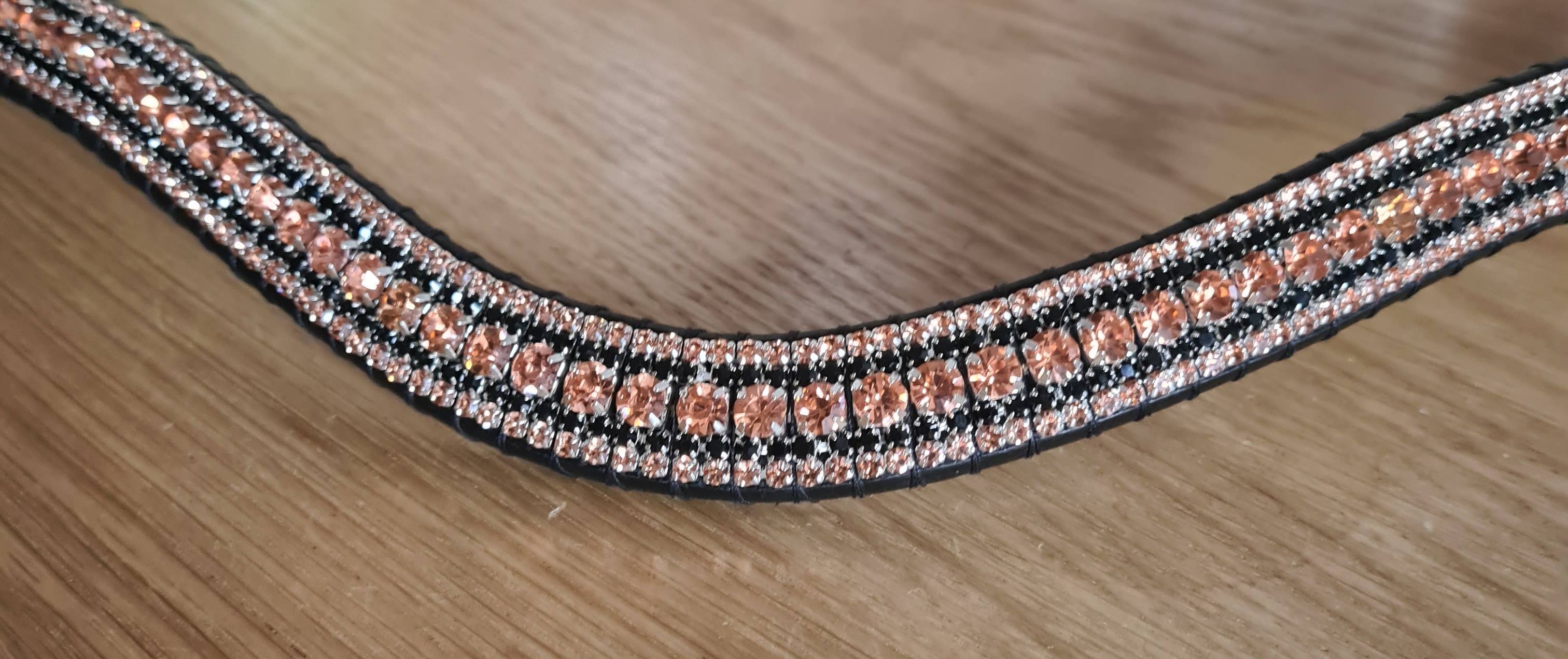 Black and rose gold rhinestone browband