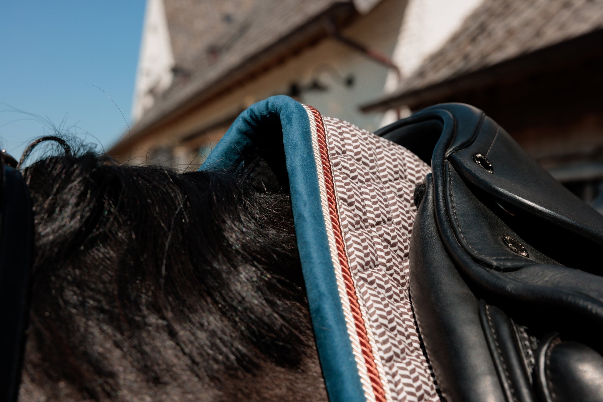 Tapis de selle Pied de Poule bordeaux DRESSAGE - Kentucky