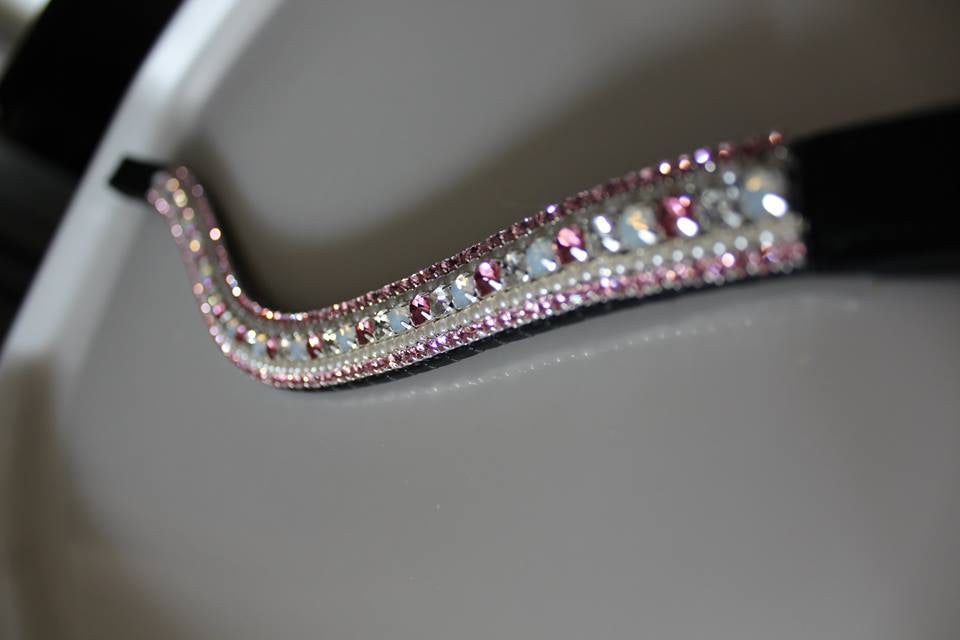 Frontal strass rose et argent