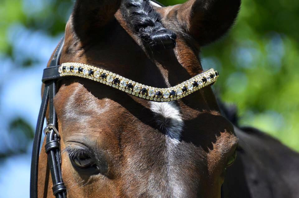 Frontal cristaux - argent et noir