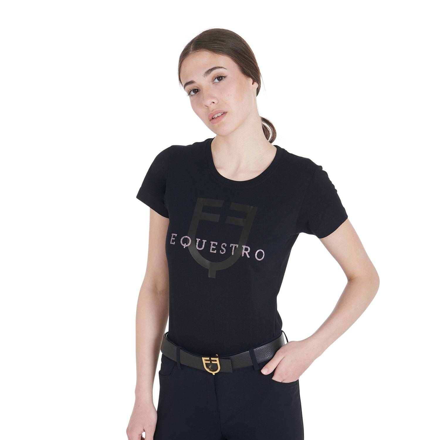 Slim fit t-shirt with sequin logo - Equestro