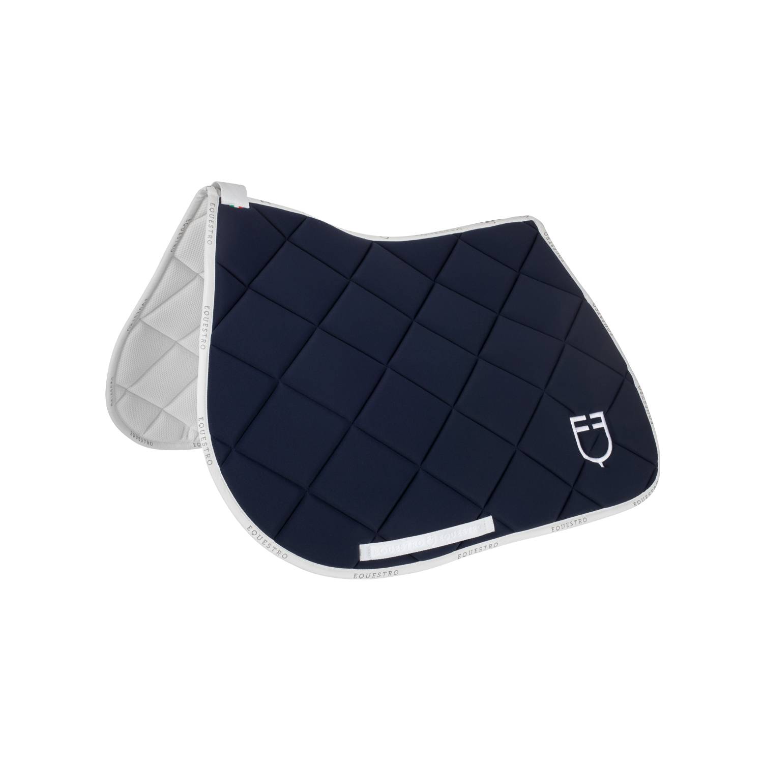 Tapis de selle technique logo bleu marine/blanc - Equestro