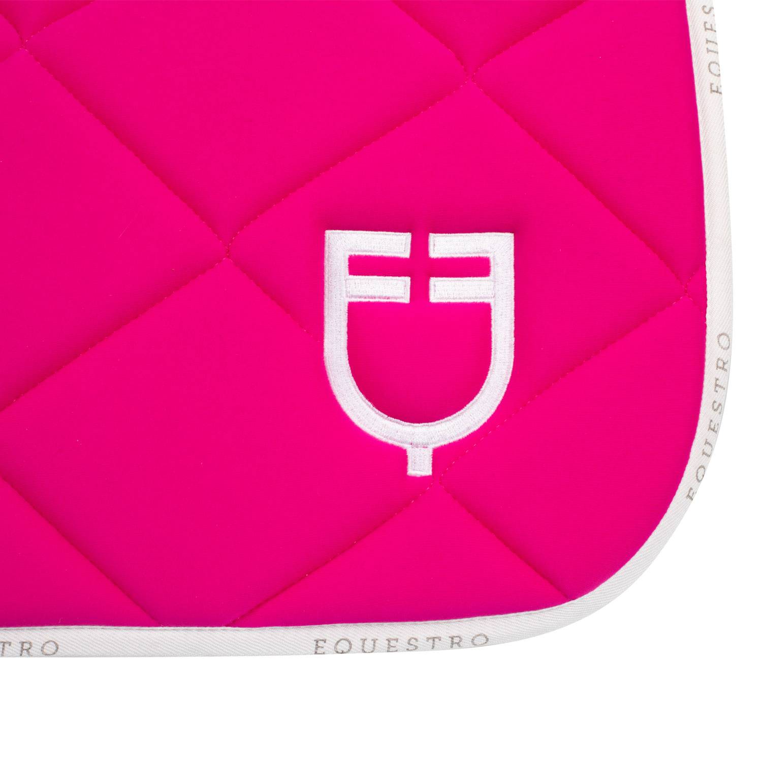 Tapis de selle technique logo fuchsia/blanc - EQUESTRO