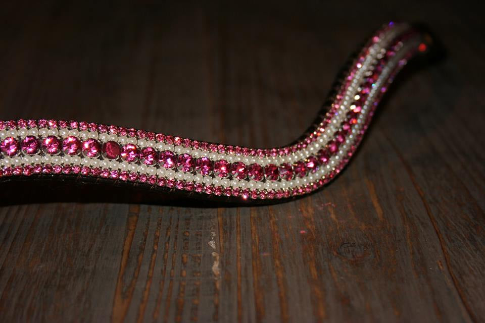 Frontal en cristaux - Fuchsia et perles