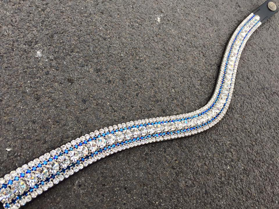Frontal en cristaux - Argent et bleu roi