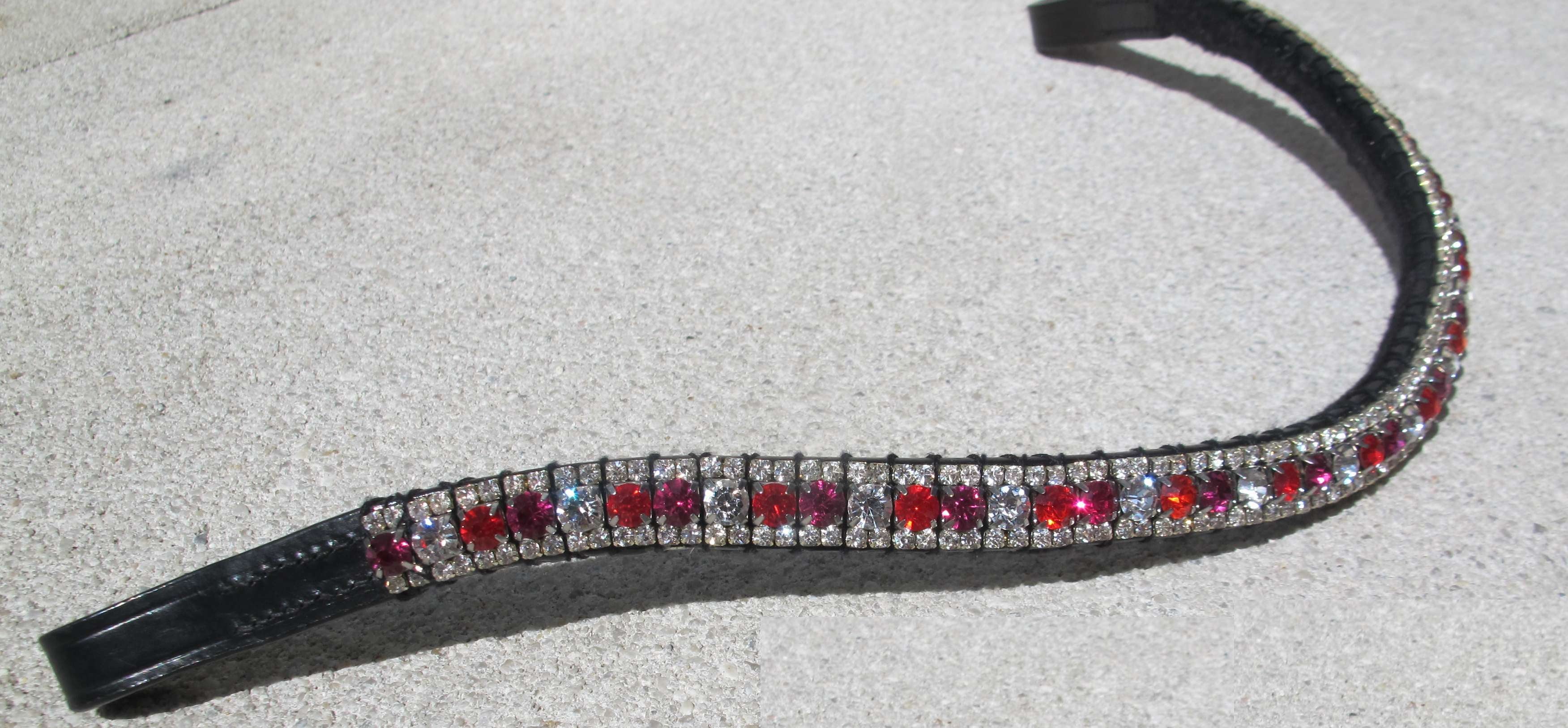 Frontal strass rouge/rose/argent