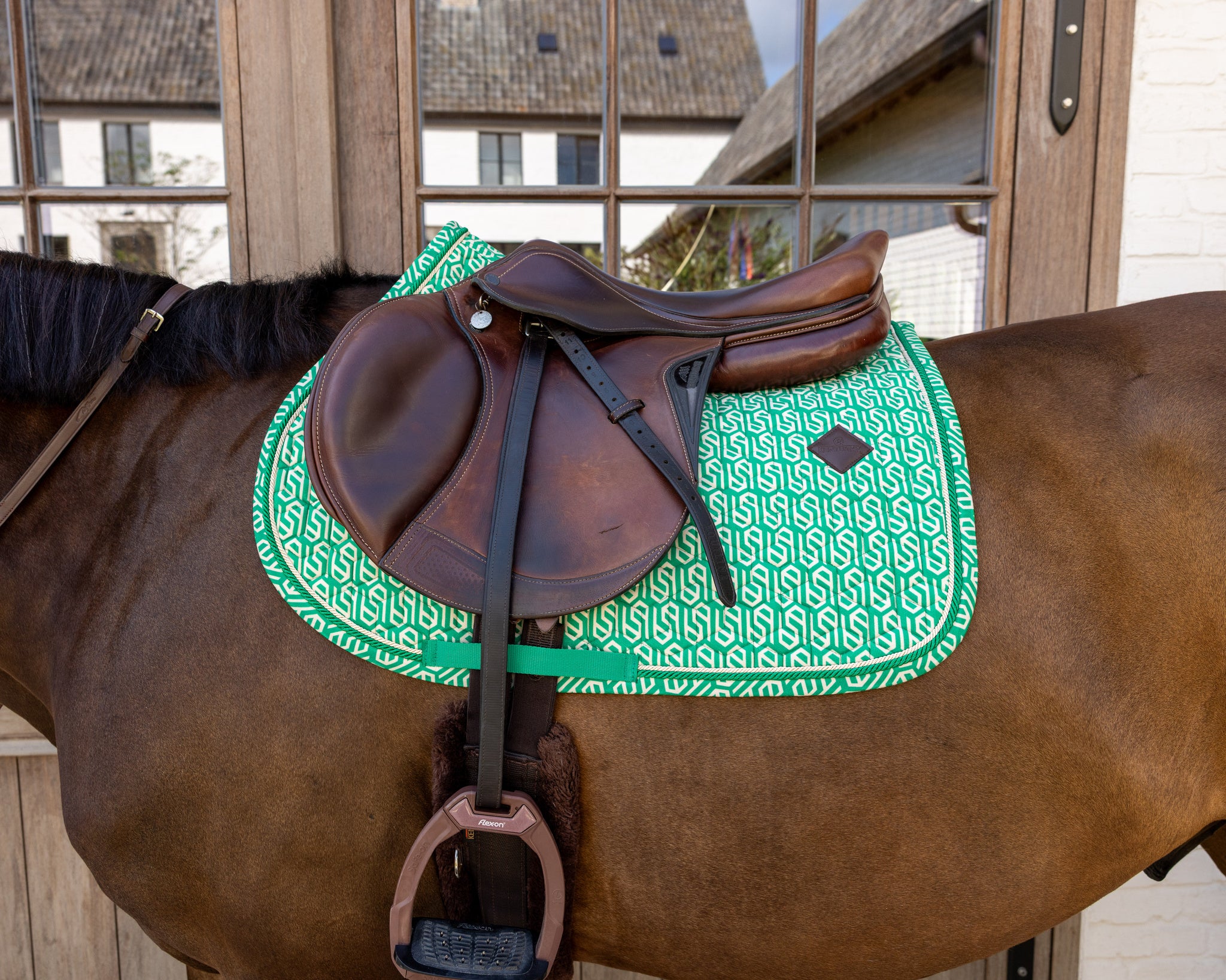 Tapis de Selle Velvet printing Vert/Blanc MIXTE - Kentucky