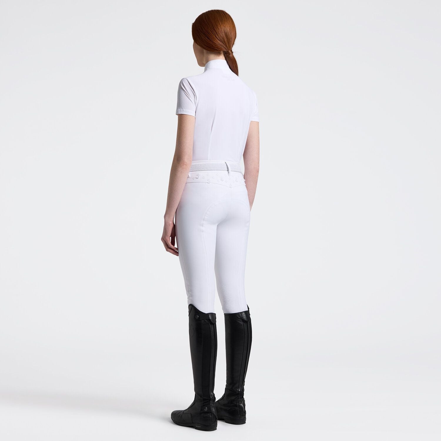 Polo de competition Perforated Jersey zip Blanc - CAVALLERIA TOSCANA