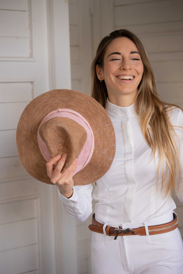 Chapeau Rafia Beige/Rose - PENELOPE COLLECTION