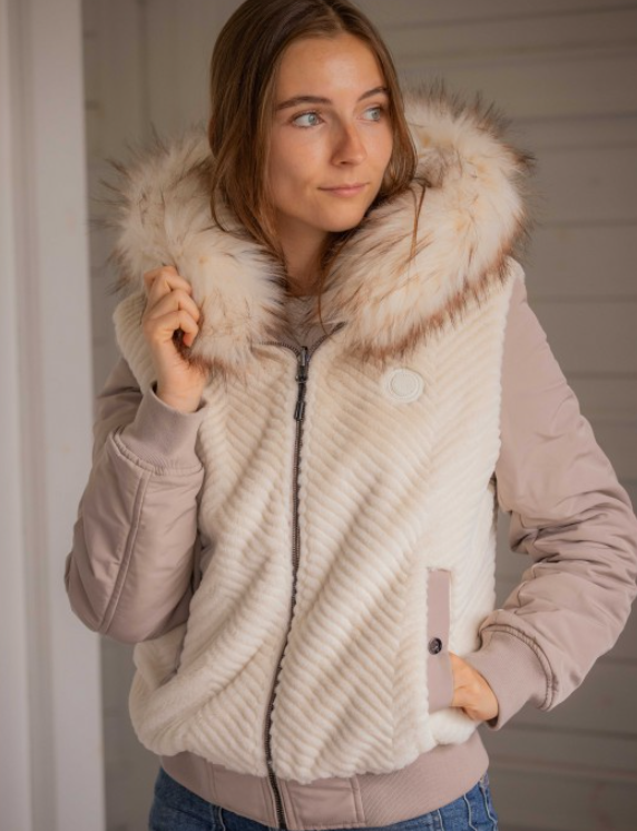 Bomber réversible Lyon écru et taupe - PENELOPE COLLECTION