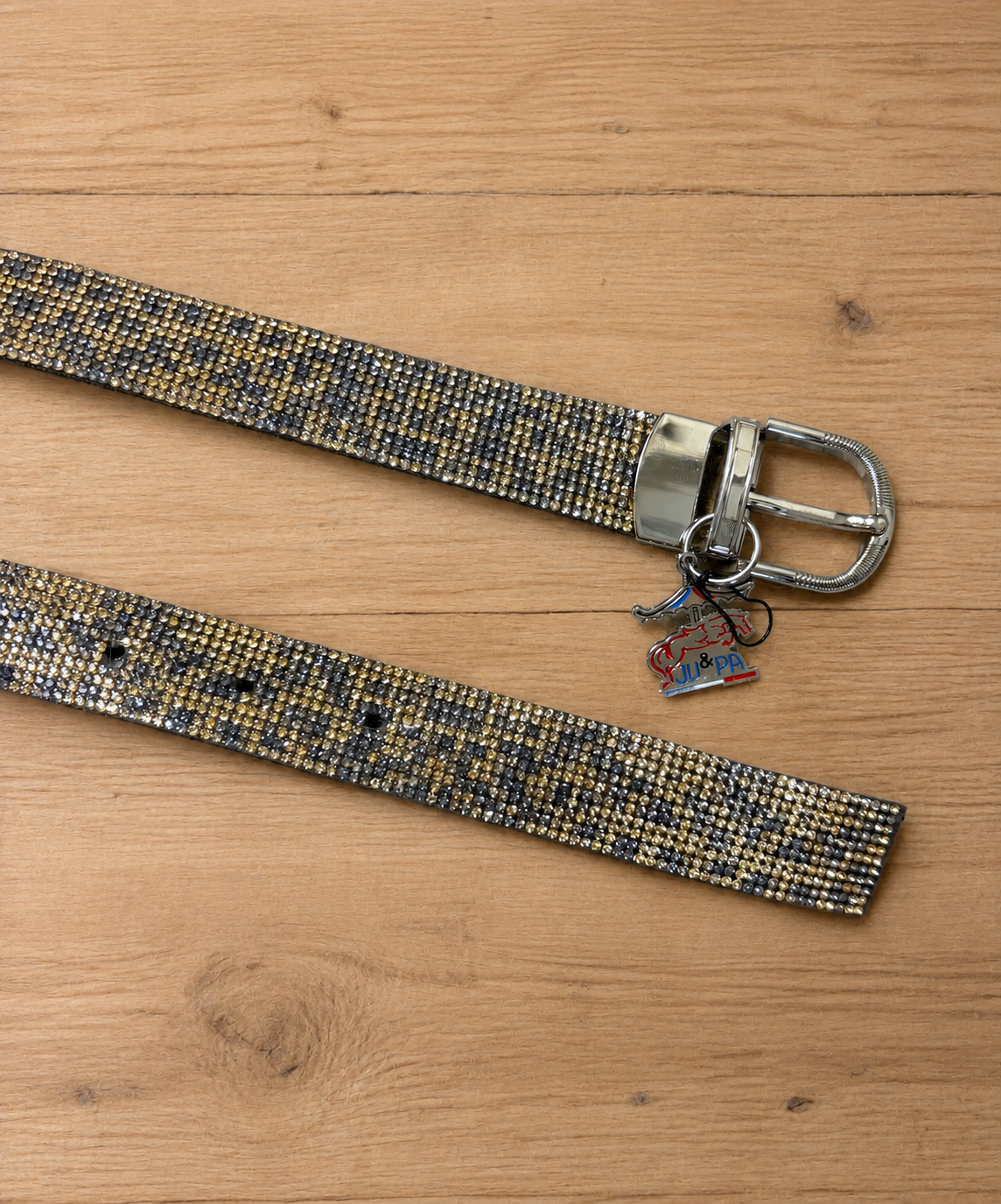 Ceinture à strass beige et gris - Ju & Pa