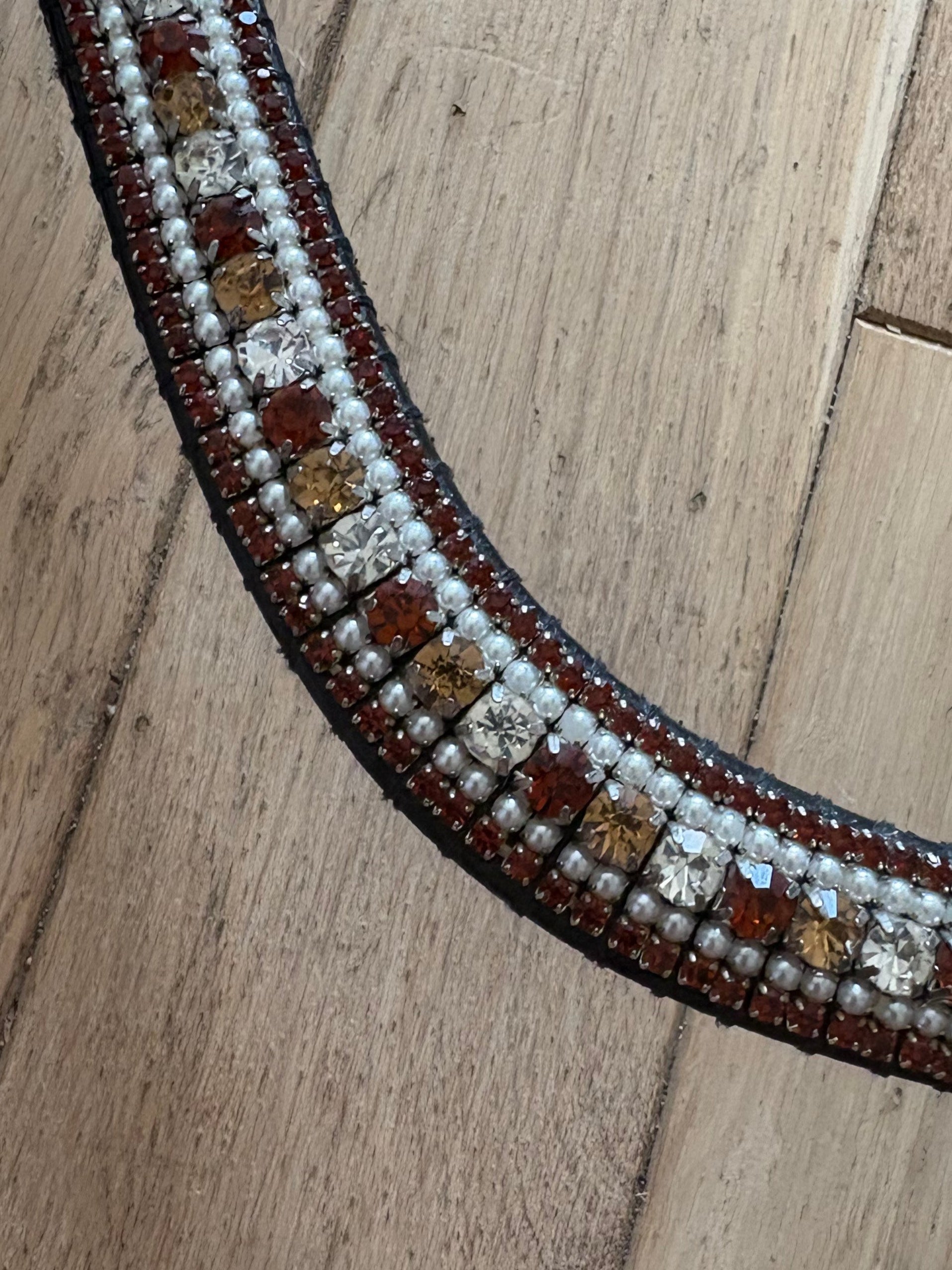Rhinestone browband - Silver and gold