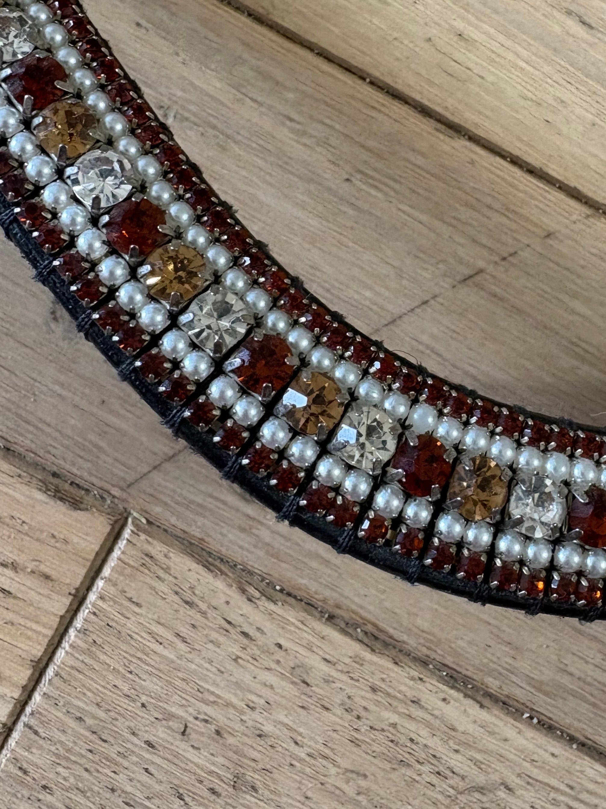Rhinestone browband - Silver and gold