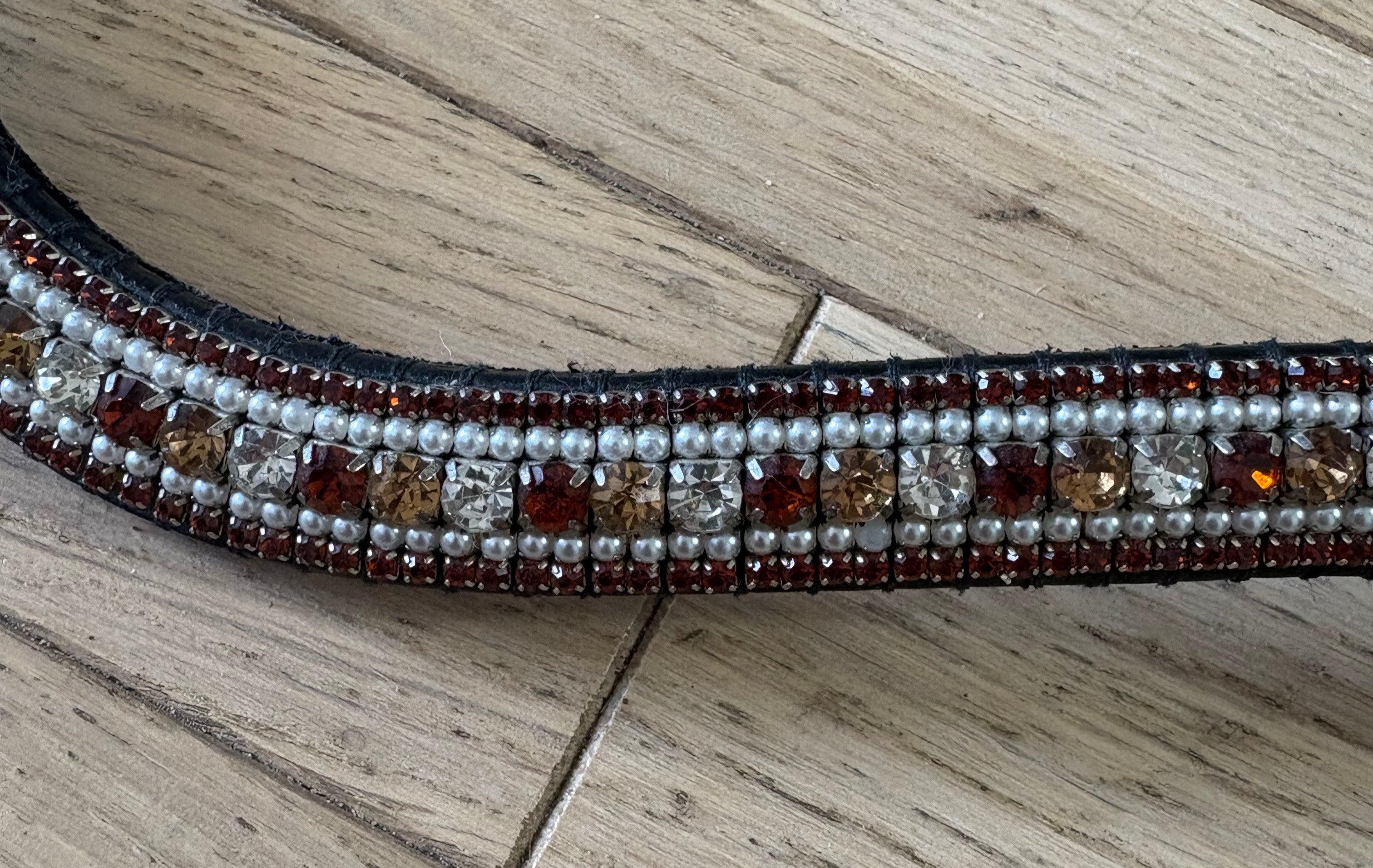 Rhinestone browband - Silver and gold