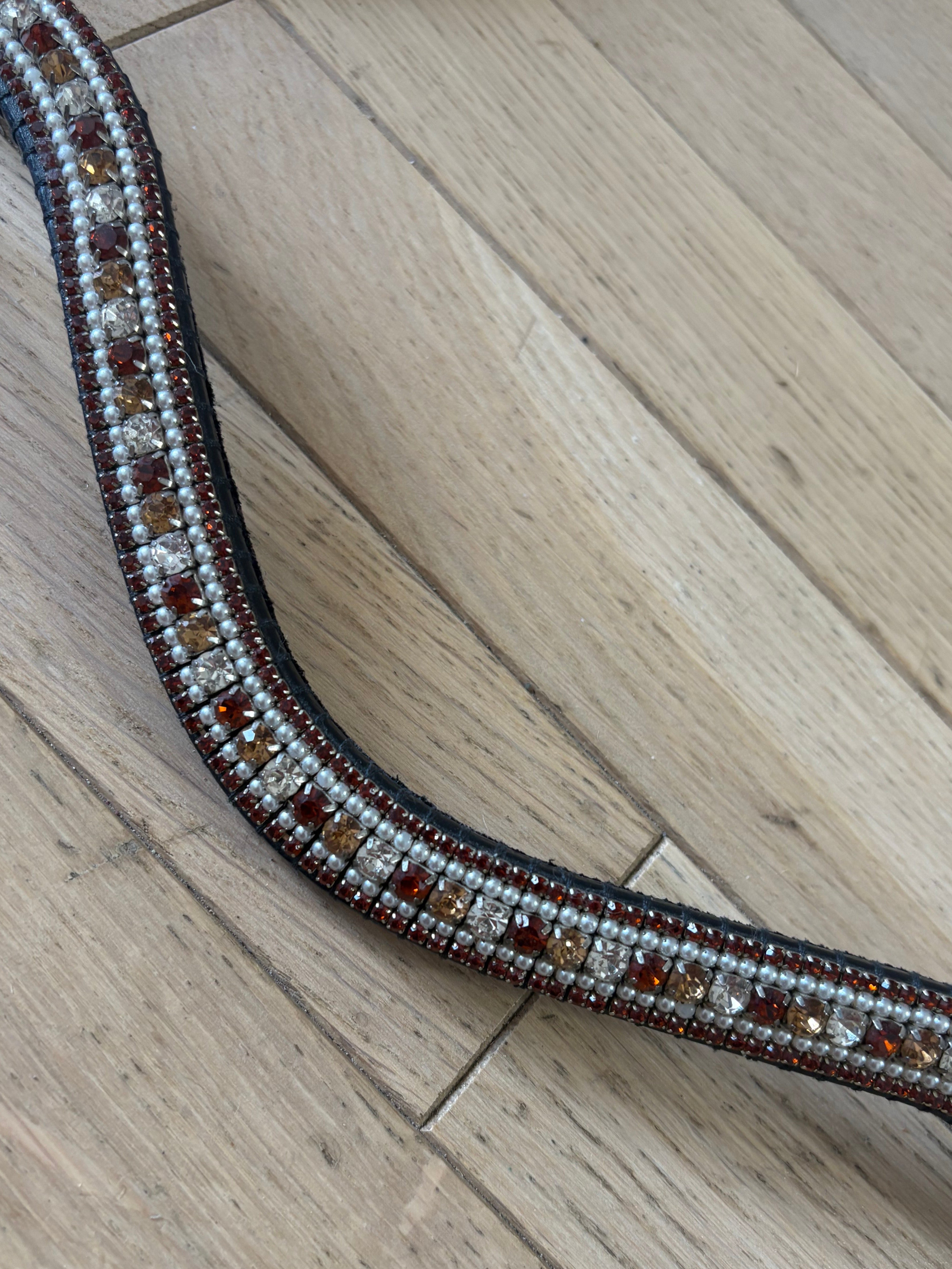 Rhinestone browband - Silver and gold