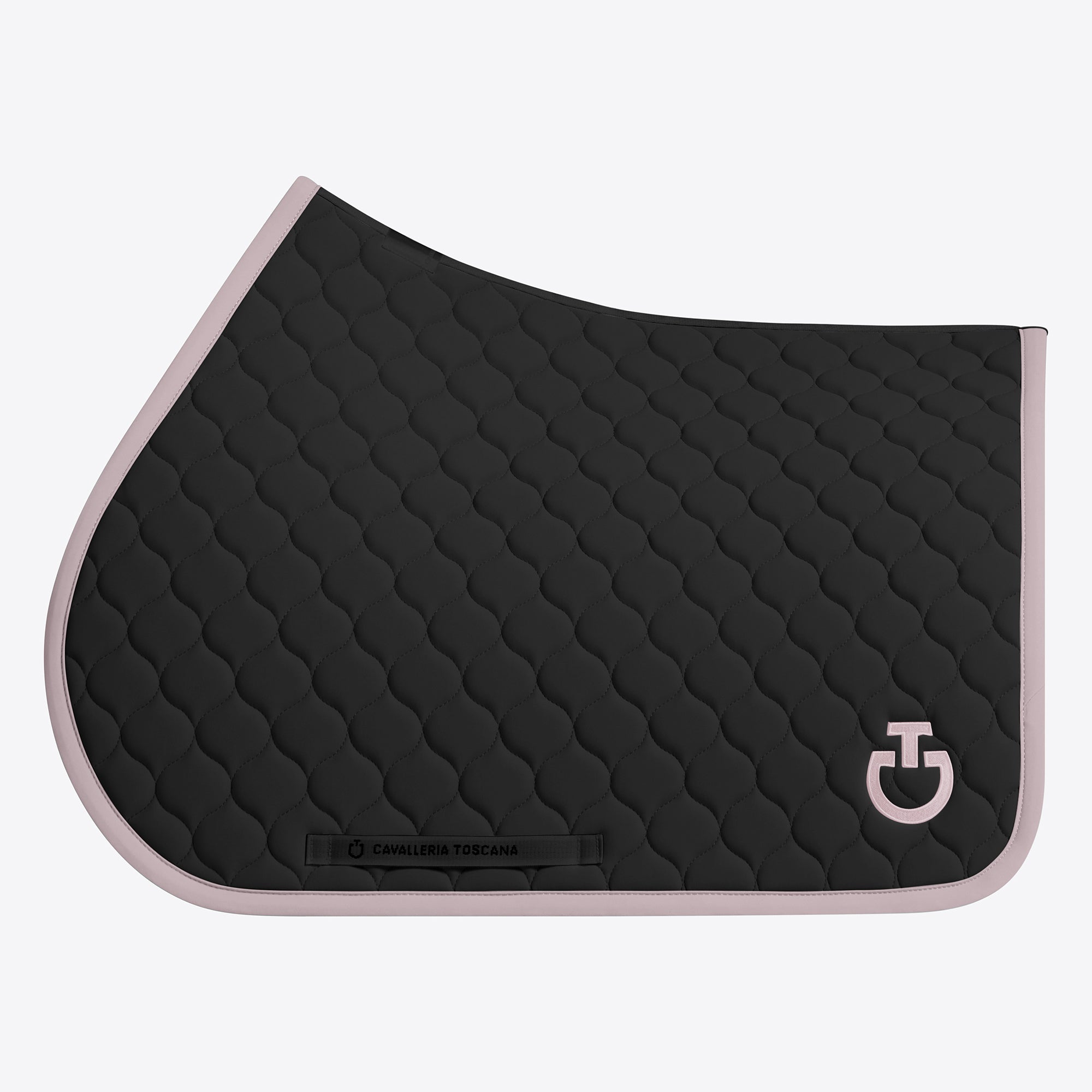 Tapis de selle Circular Quilted Noir bord rose poudré CSO - CAVALLERIA TOSCANA