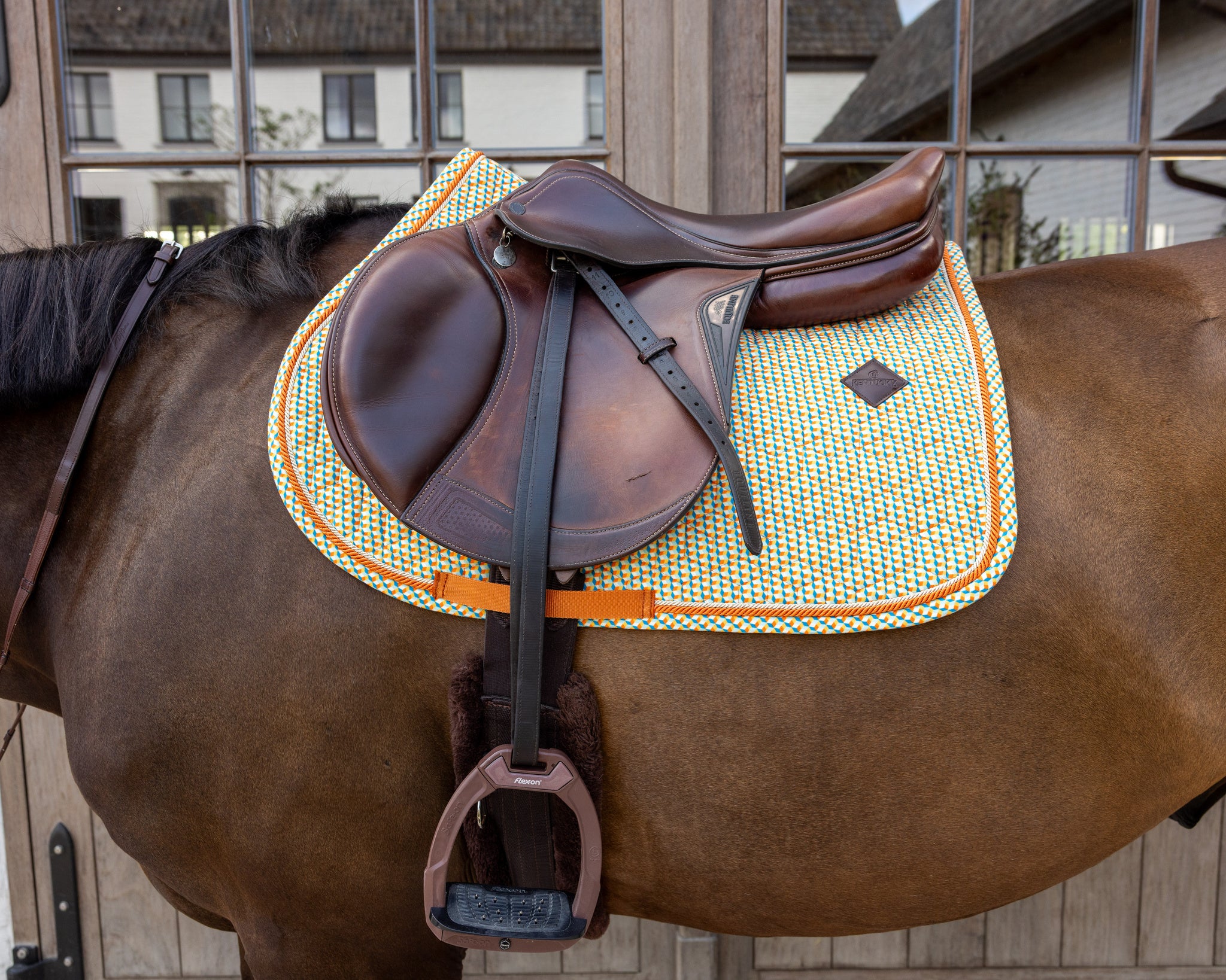 Tapis de Selle Velvet printing Orange et Bleu MIXTE - Kentucky