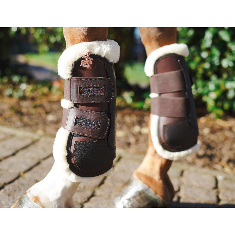 Guêtres cuir Mouton Marron disco noir - Ju&Pa