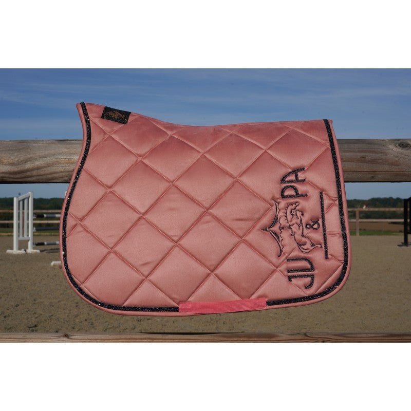 Tapis de selle rose velours disco noir et argent BRODERIE - JU&PA
