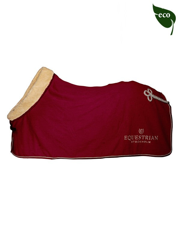 Burgundy Sheepskin Collar Fleece Blanket - Equestrian Stockholm