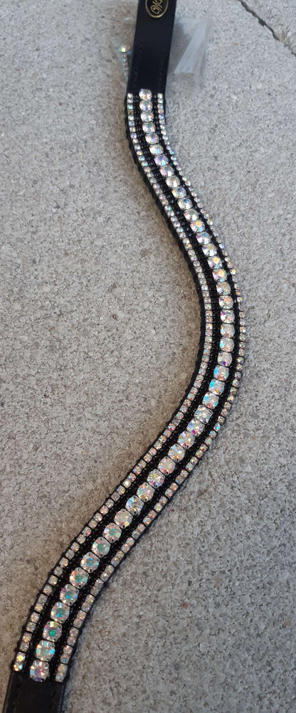 Frontal strass blanc à reflets et noir