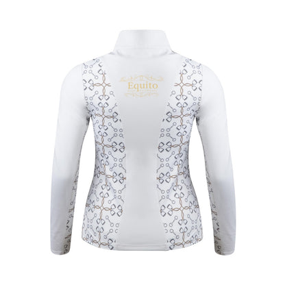 Polo manches longues Blanc/Or - Equito
