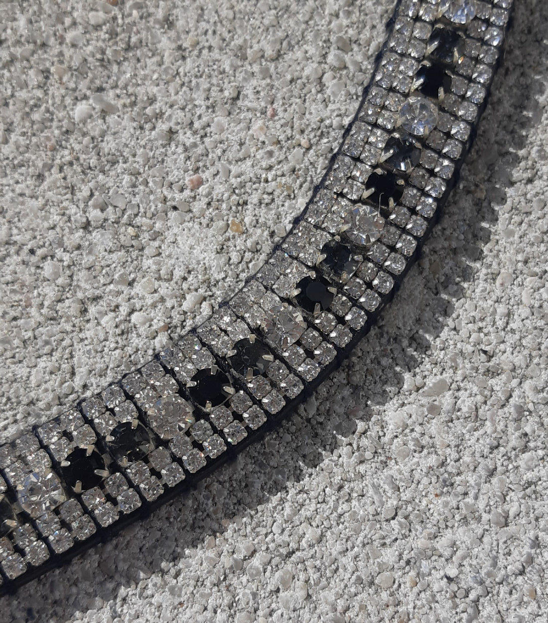 Rhinestone browband - black, gray and white