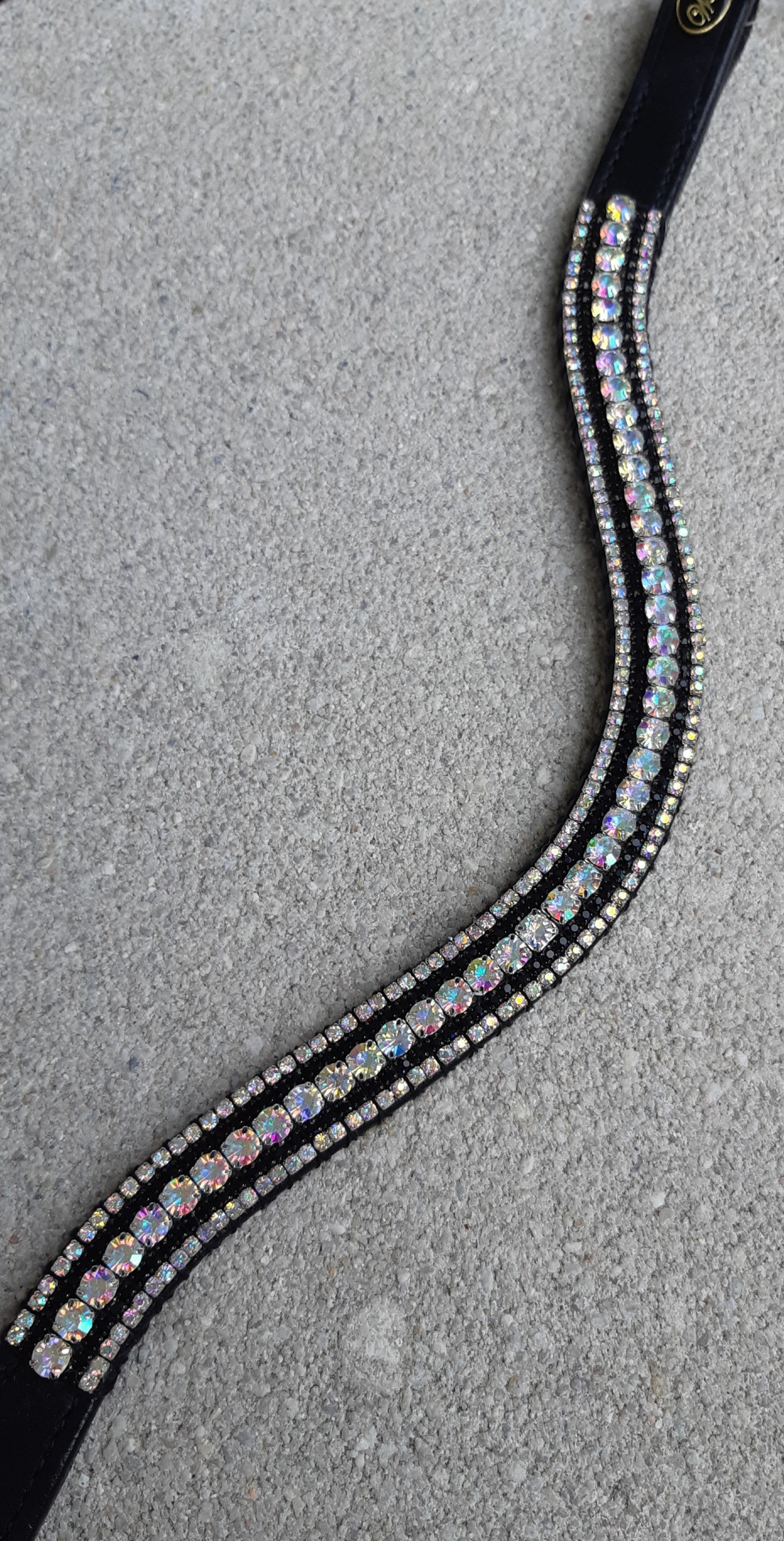 Frontal strass blanc à reflets et noir