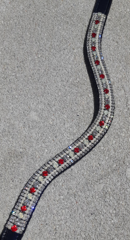 Frontal à strass WW - Rouge, argent et perle blanche
