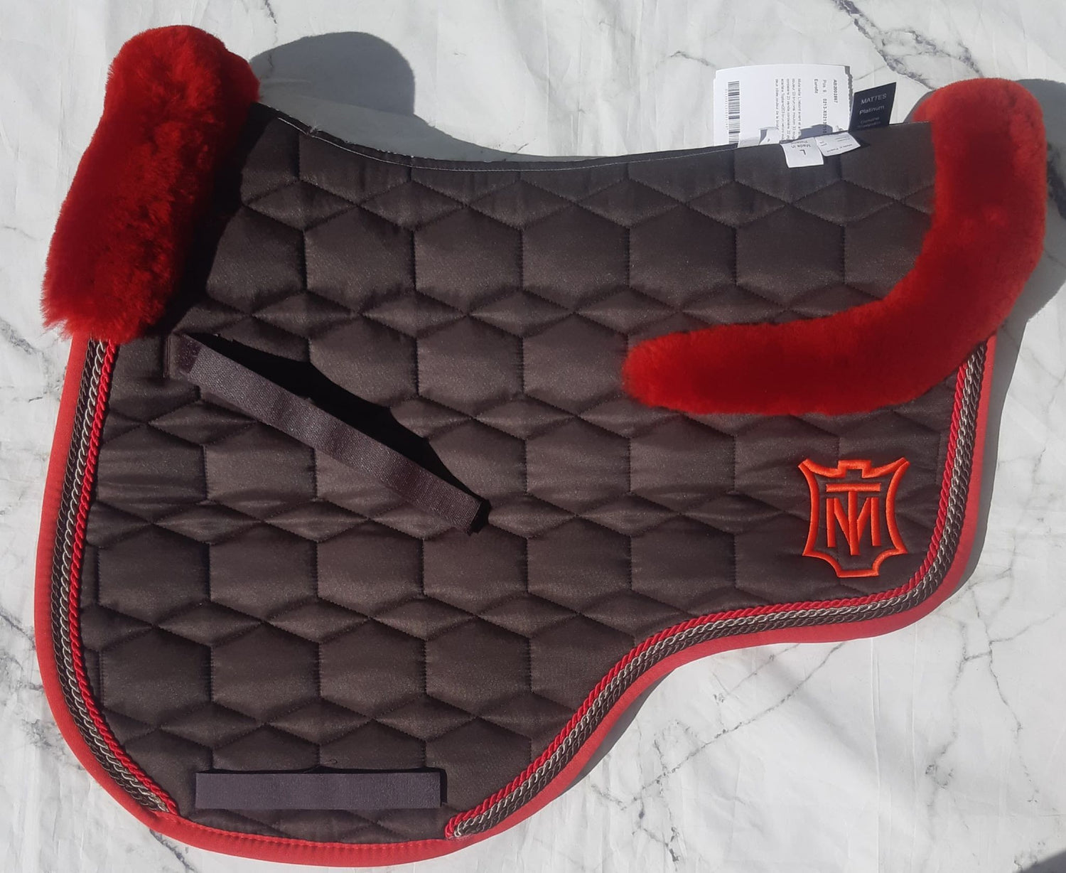 Tapis Eurofit Mattes - Marron satiné bord rouge