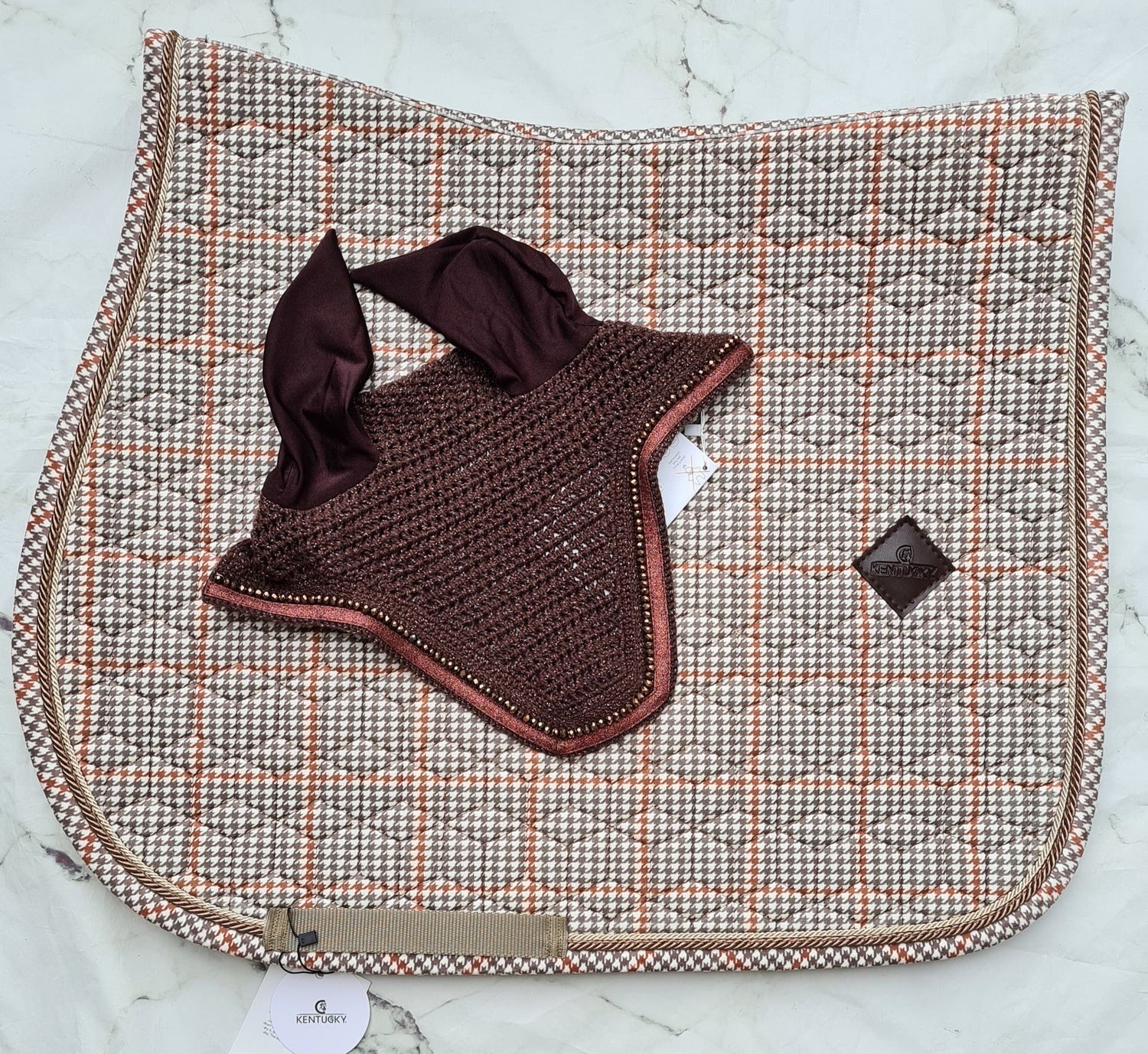 Tapis MIXTE Pied de Poule &amp; Bonnet Kentucky - Beige/Marron