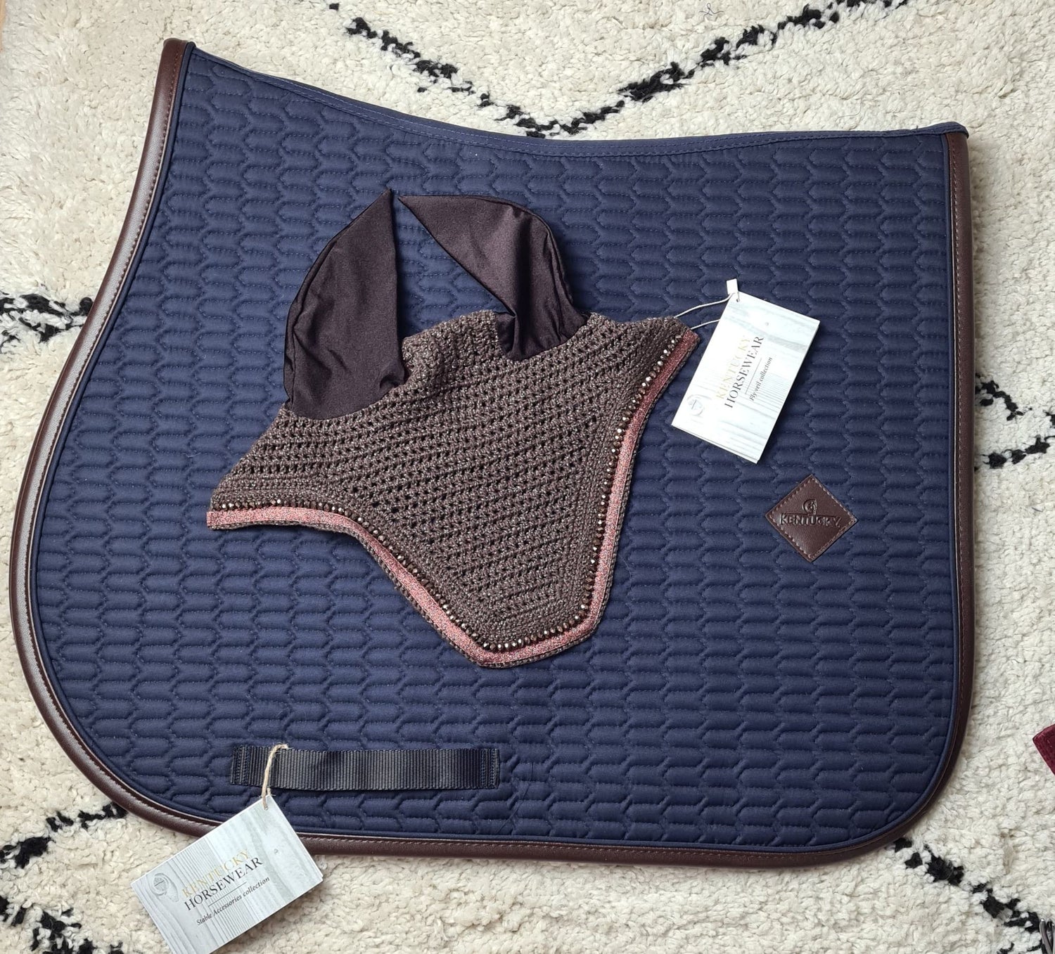 Tapis MIXTE Color Edition Leather Marine &amp; Bonnet Glitter Band Marron - Kentucky