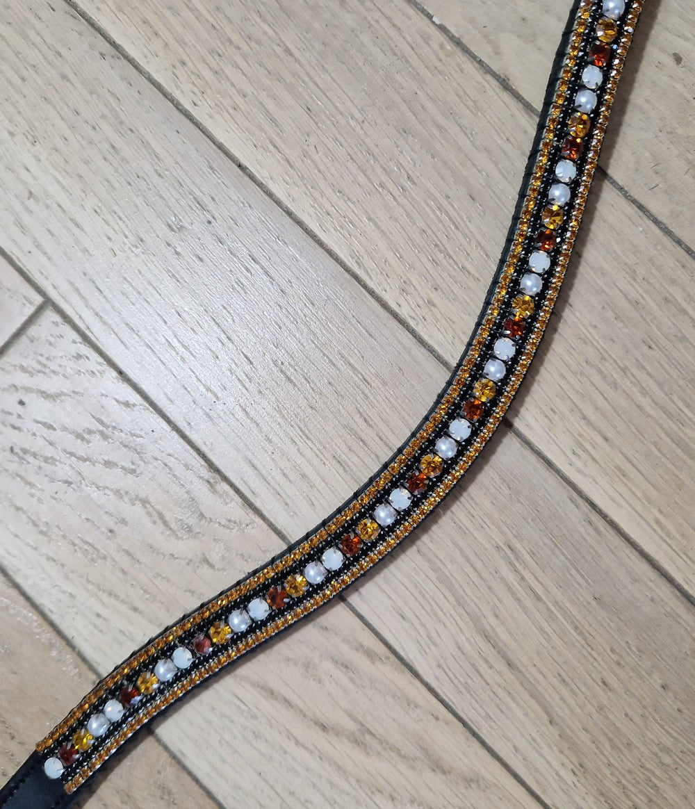 Rhinestone browband - Silver and gold