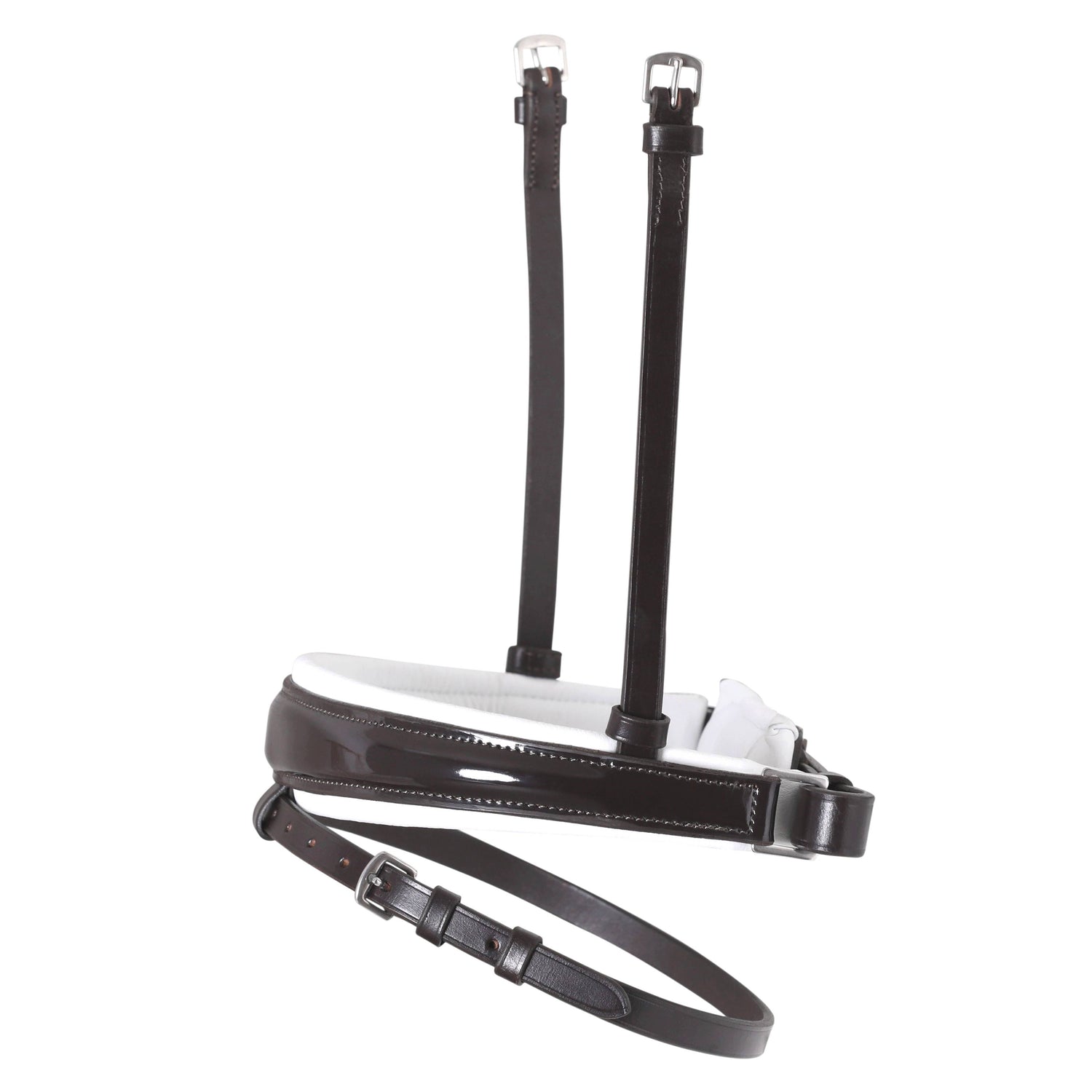 Brown varnished noseband lined with white - SD Design
