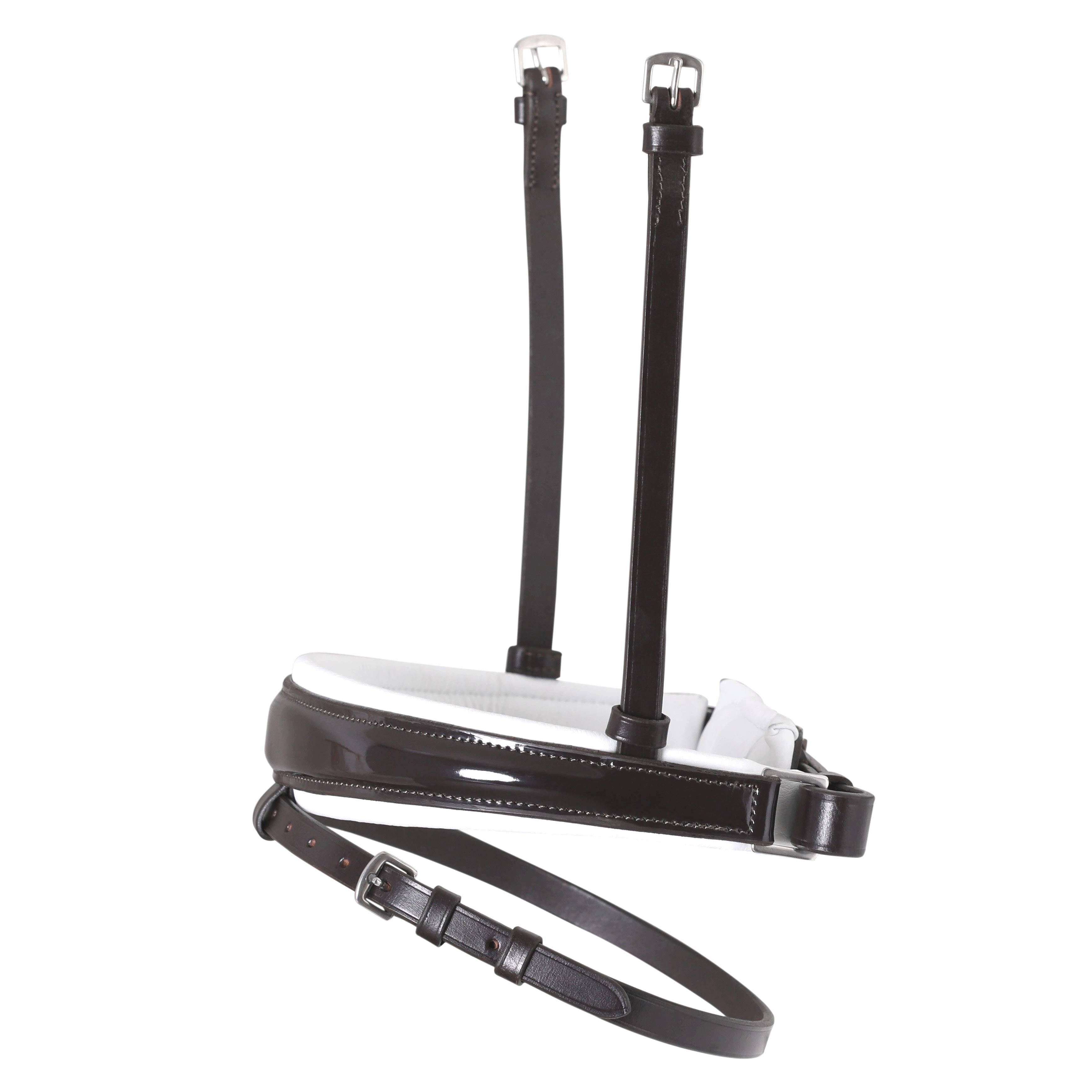 Brown varnished noseband lined with white - SD Design