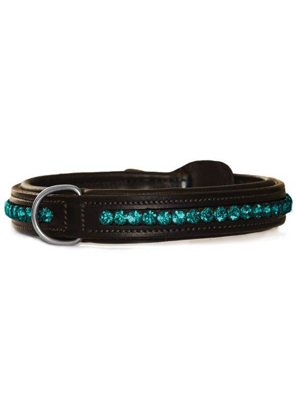 Equestrian Stockholm dog collar - EMERALD